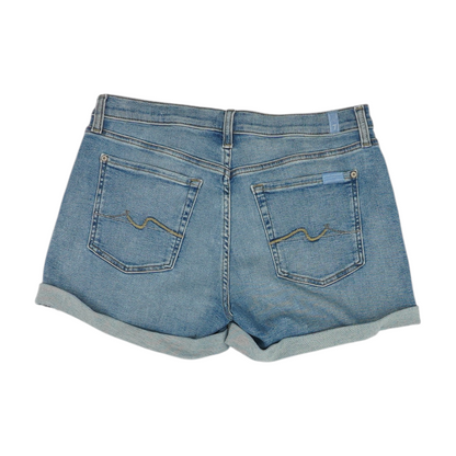 Blue Solid Denim Shorts