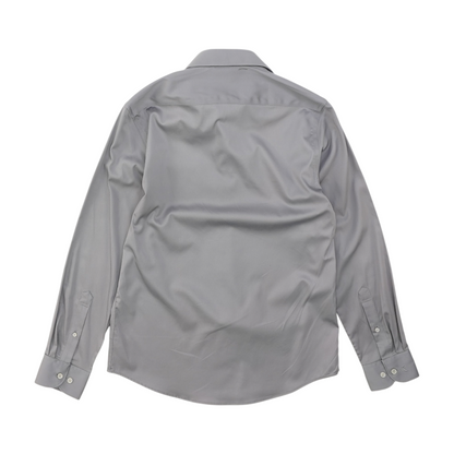 Gray Solid Long Sleeve Button Down