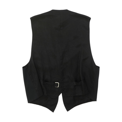 Vintage Black Solid Suit Vest
