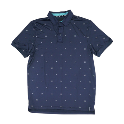 Navy Print Short Sleeve Polo