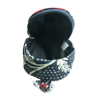 Navy Polka Dot Mini Backpack Key Ring