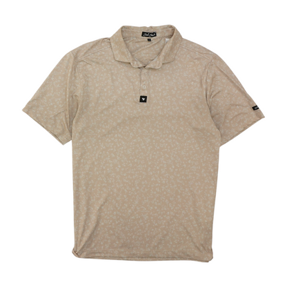 Beige Floral Short Sleeve Polo