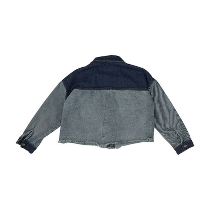 Blue Color Block Denim Jacket