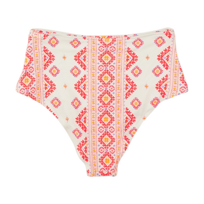 White Graphic Swim Bottom
