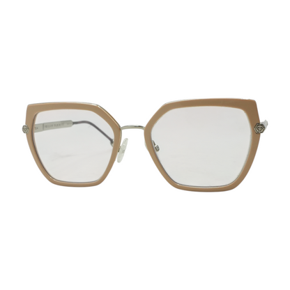 Beige Plein Icon Geometric Prescription Eyewear