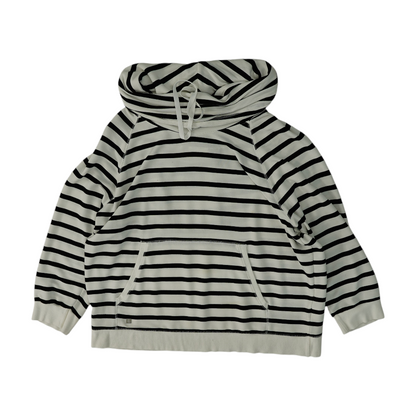 White Striped Hoodie Pullover