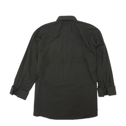 Black Solid Long Sleeve Button Down