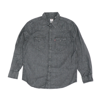 Black Solid Long Sleeve Button Down
