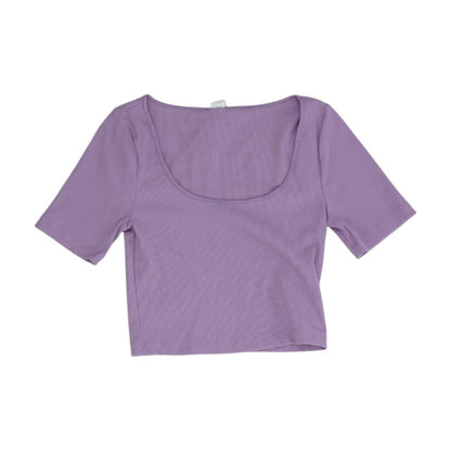 Purple Cropped Knit Top