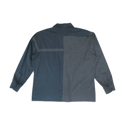 Vintage Black Geometric Long Sleeve Button Down