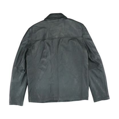 Black Solid Leather Jacket
