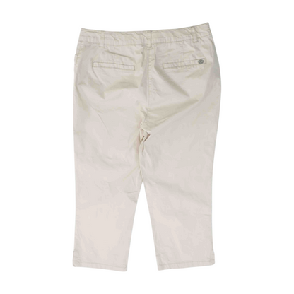 Beige Solid Casual Capris