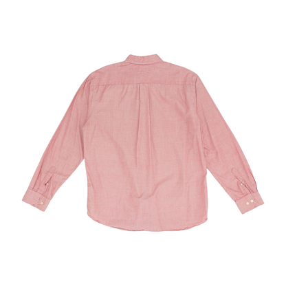 Red Solid Long Sleeve Button Down