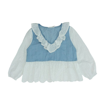 Blue Color Block Blouse