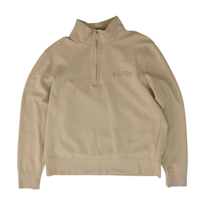 Tan Solid 1/4 Zip Pullover