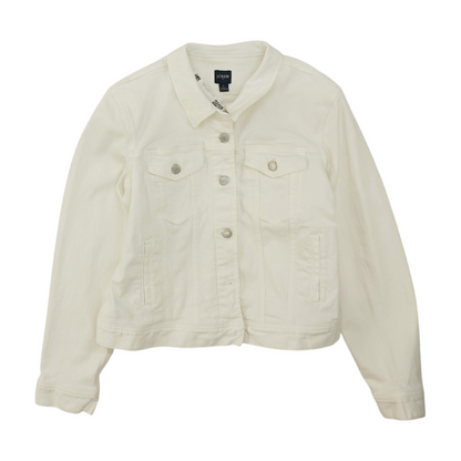 White Solid Denim Jacket