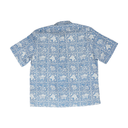 Blue Floral Short Sleeve Button Down