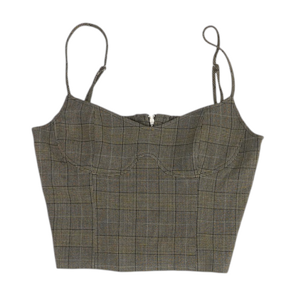 Brown Plaid Cropped Blouse