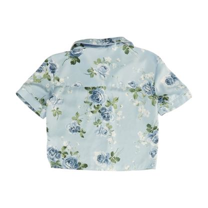 Blue Floral Pajama Set