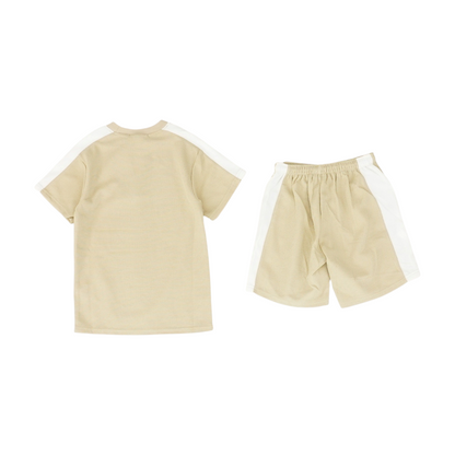 Khaki Color Block Short Sleeve Set