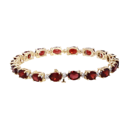 14K Yellow Gold Garnet Tennis Bracelet