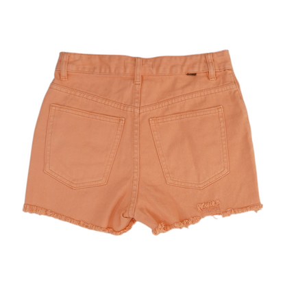 Orange Solid Denim Shorts