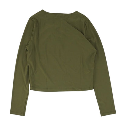 Olive Solid Cropped Knit Top