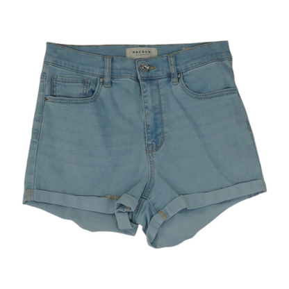 Blue Solid Denim Shorts