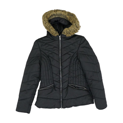 Black Solid Puffer Jacket