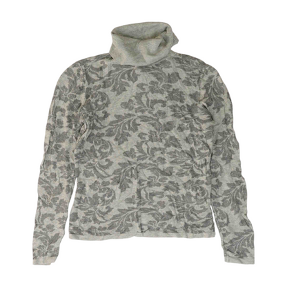 Gray Floral Pullover Sweater