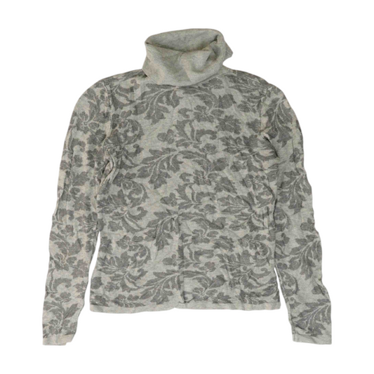Gray Floral Pullover Sweater