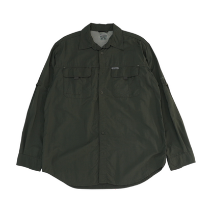 Green Solid Outdoor Button Down
