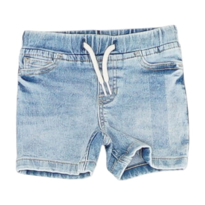 Blue Solid Denim Shorts