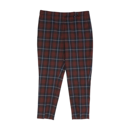 Maroon Plaid Regular Pants