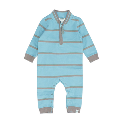 Blue Striped Long Sleeve One-Piece