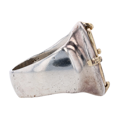 14K Sterling Silver Antique Coin Statement Ring