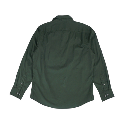 Green Solid Long Sleeve Button Down