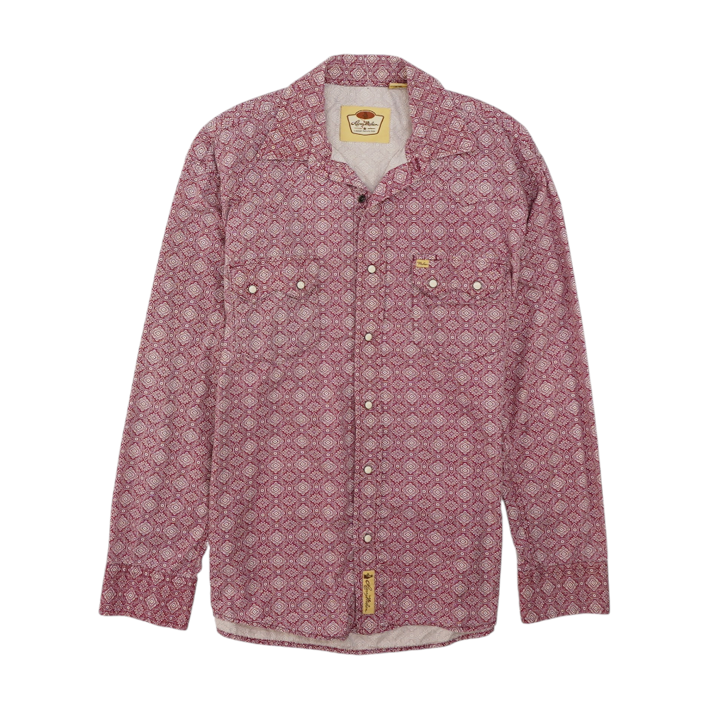 Red Print Long Sleeve Button Down