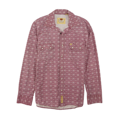 Red Print Long Sleeve Button Down