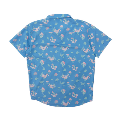 Blue Floral Short Sleeve Button Down