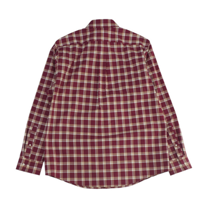 Burgundy Plaid Long Sleeve Button Down