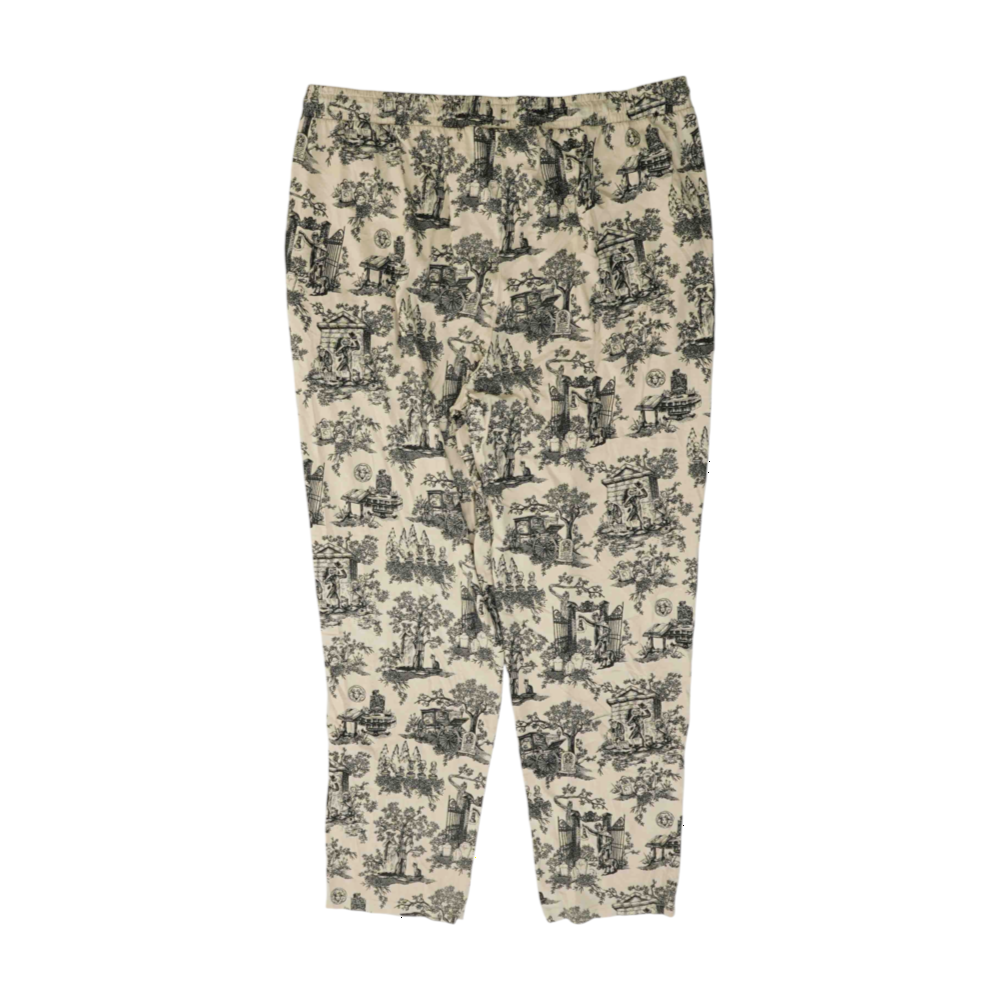 White Graphic Pajama Bottom