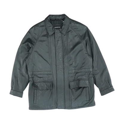 Black Solid Leather Jacket