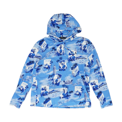 Blue Graphic Hoodie Pullover