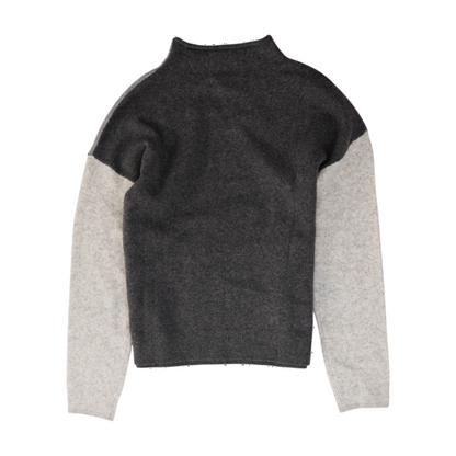Gray Color Block Pullover Sweater