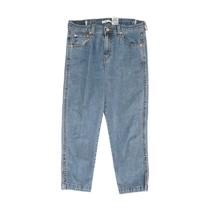 Blue Solid Denim Capris