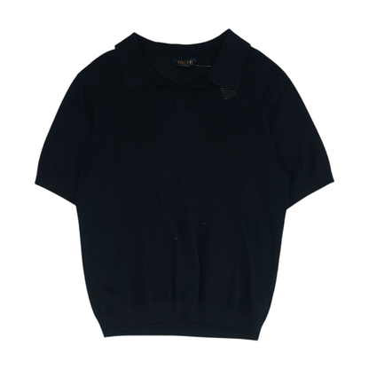 Black Solid Short Sleeve Polo