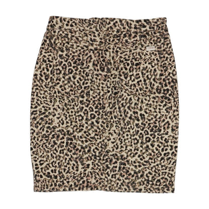 Beige Animal Print Mini Skirt