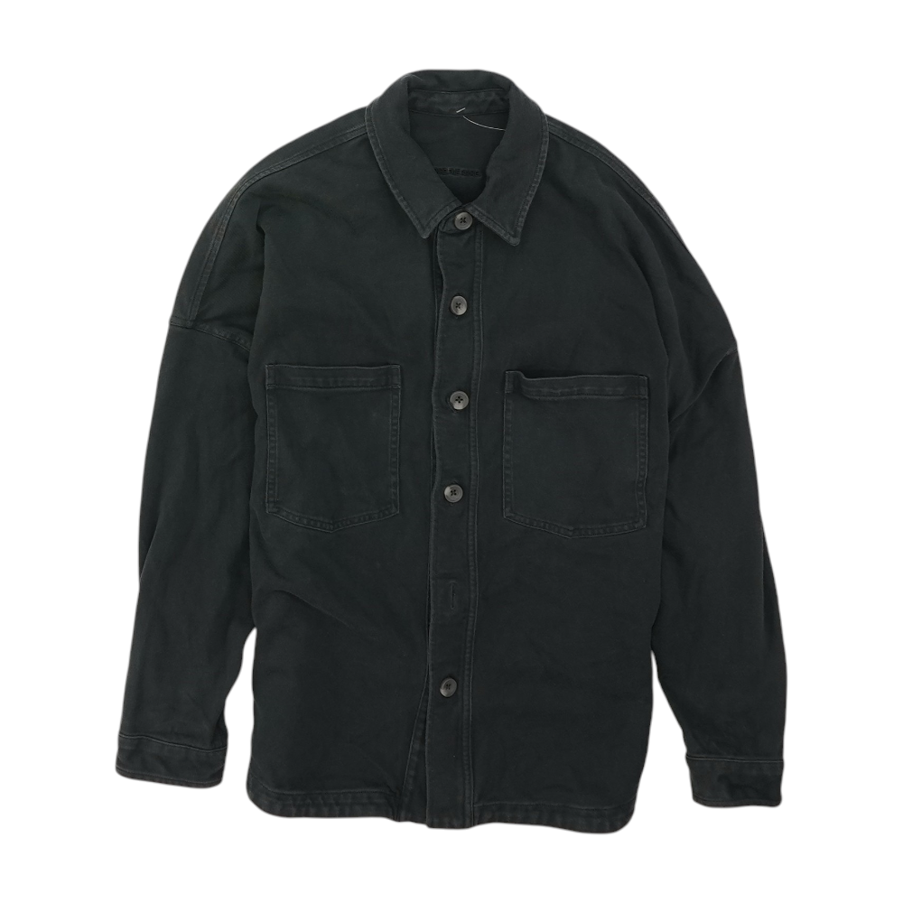 Black Solid Flannel Button Down