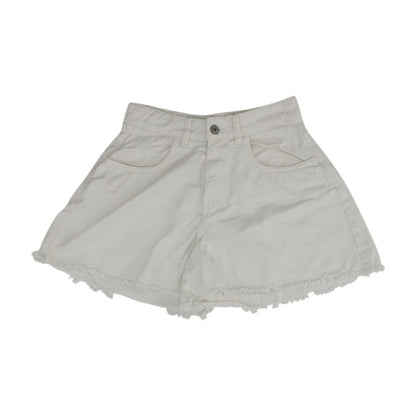 White Solid Denim Shorts